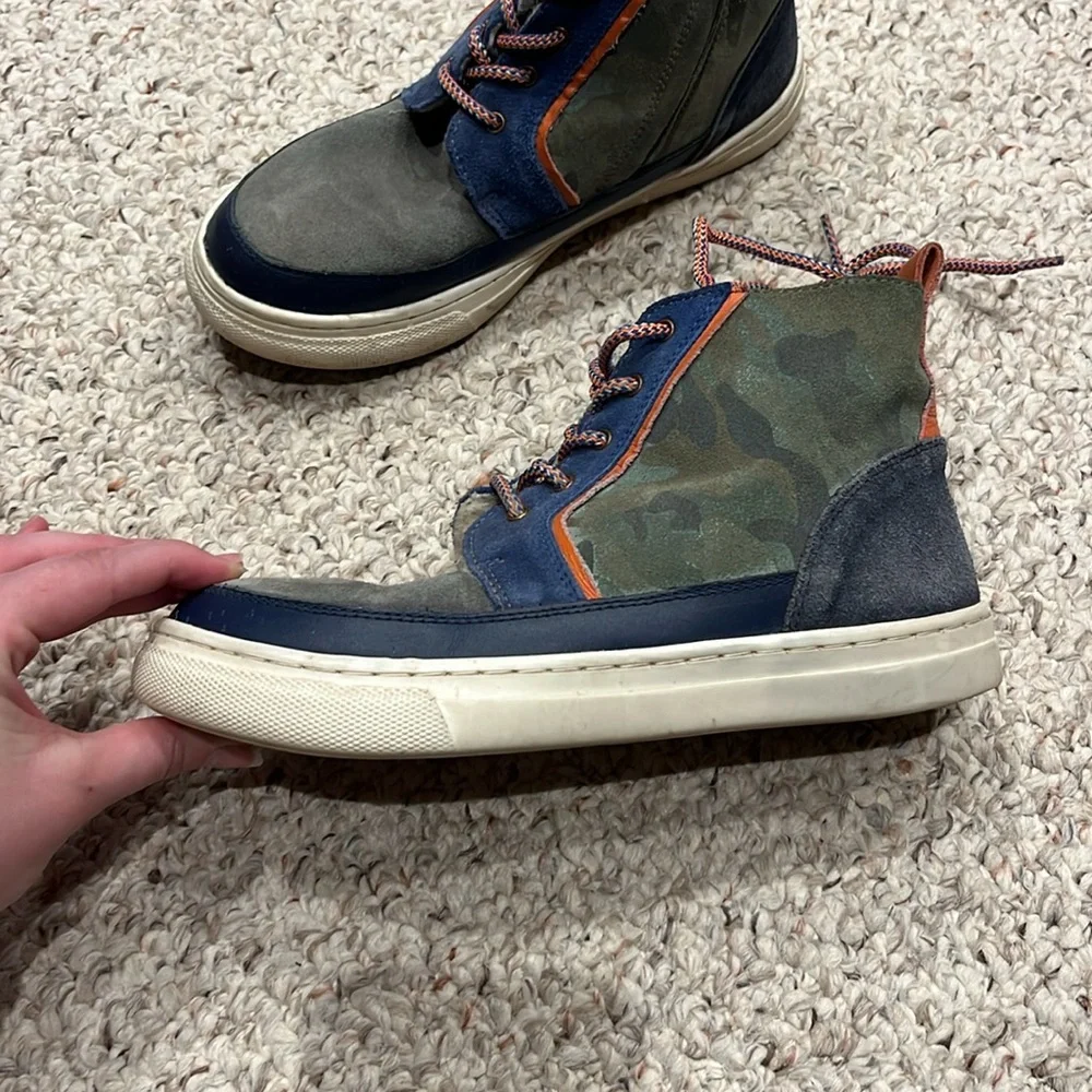 Mini Boden Boys Suede Chukka Boots Sz EU 37 US 5 Lace Side Zip Camo